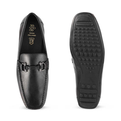 The Proter Black Men's Leather Driving Loafers Tresmode - Tresmode