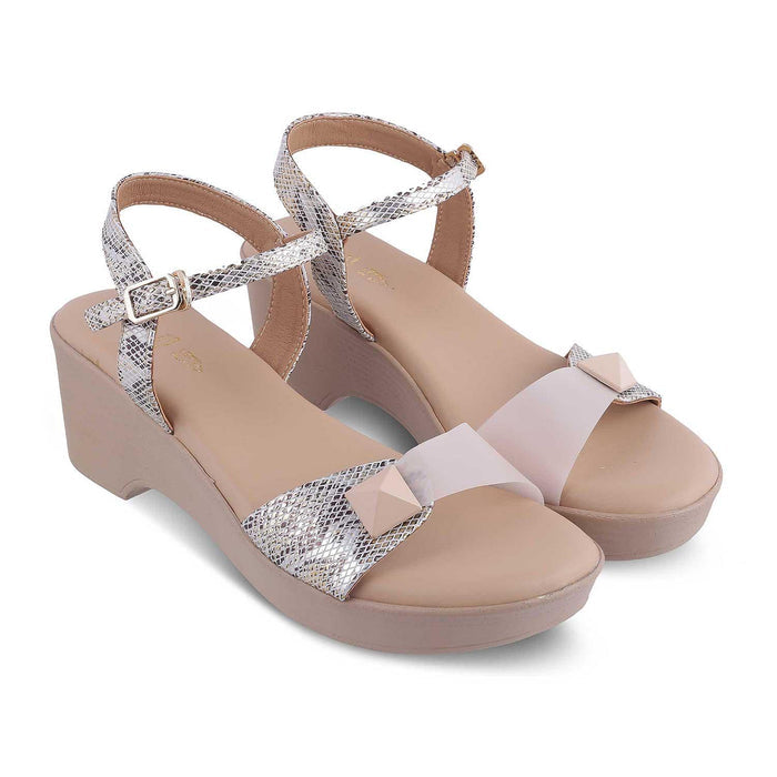 The Python Beige Women's Dress Heel Sandals Tresmode - Tresmode