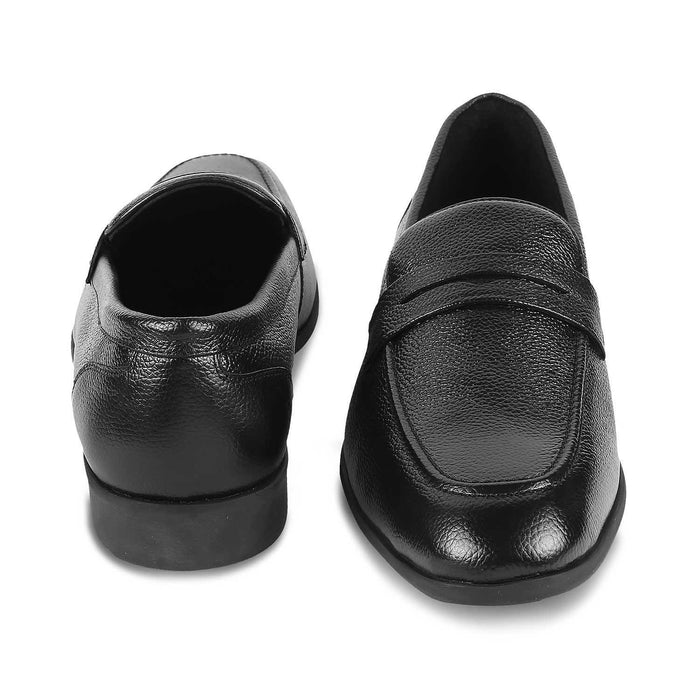 The Quebec Black Men's Leather Loafers Tresmode - Tresmode