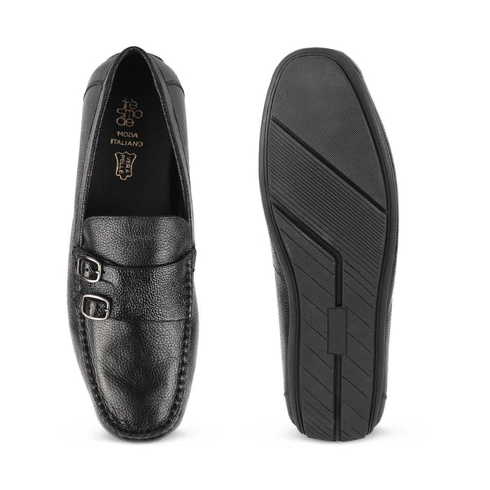 The Roby Black Men's Double Monk Shoes Tresmode - Tresmode