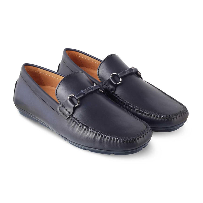 The Rodeo Blue Men's Leather Driving Loafers Tresmode - Tresmode