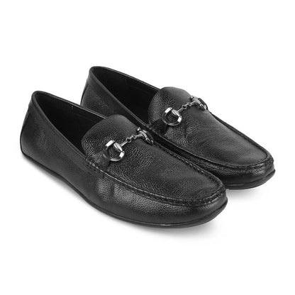 The Rosee Black Men's Leather Driving Loafers Tresmode - Tresmode