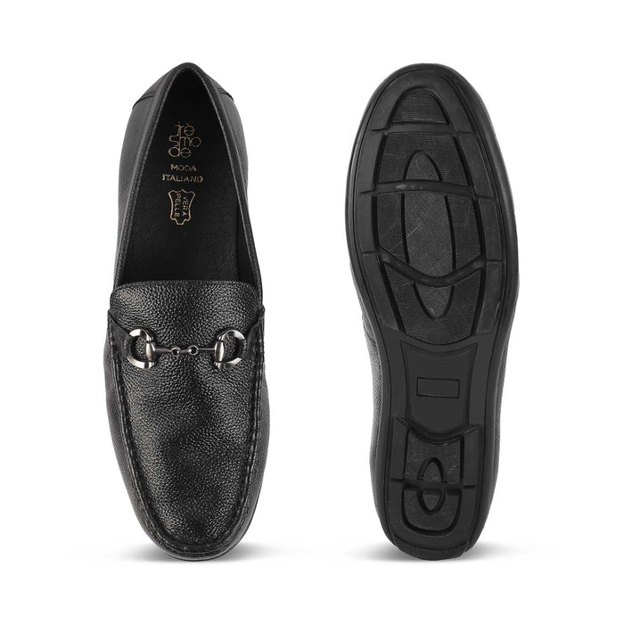 The Rosee Black Men's Leather Driving Loafers Tresmode - Tresmode