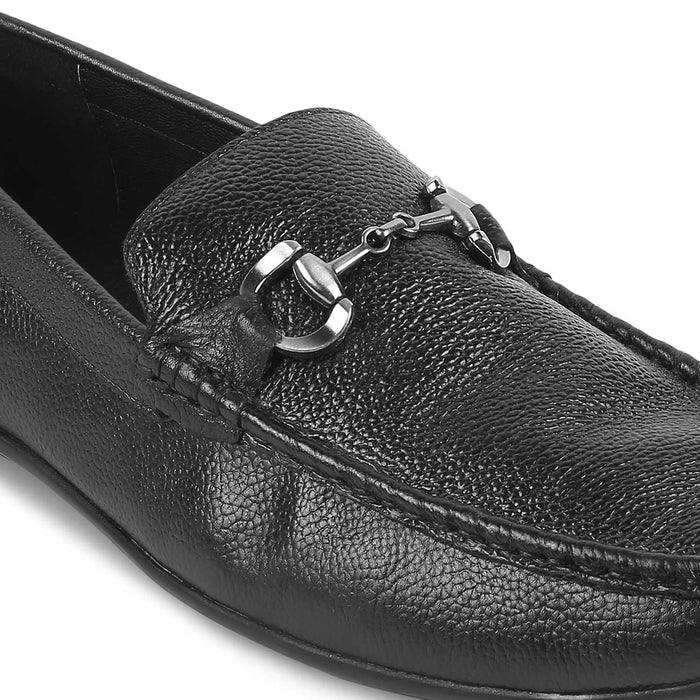 The Rosee Black Men's Leather Driving Loafers Tresmode - Tresmode