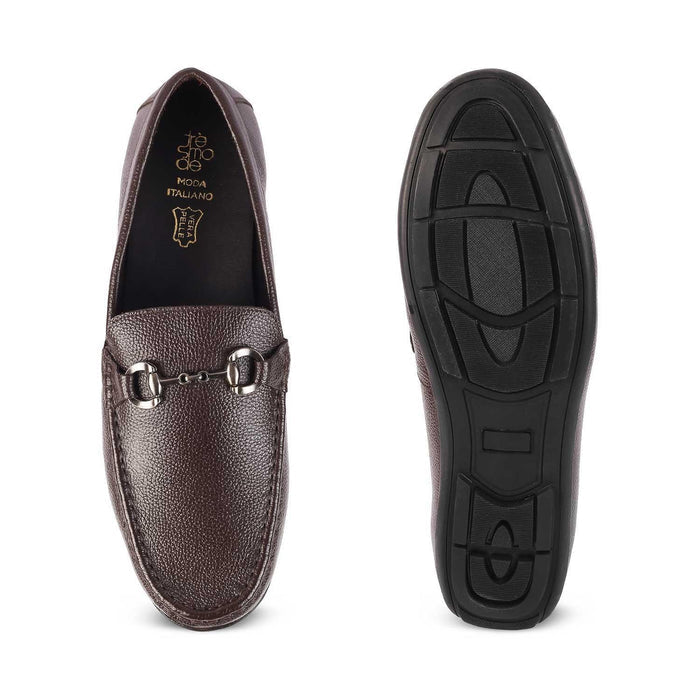 The Rosee Brown Men's Leather Driving Loafers Tresmode - Tresmode