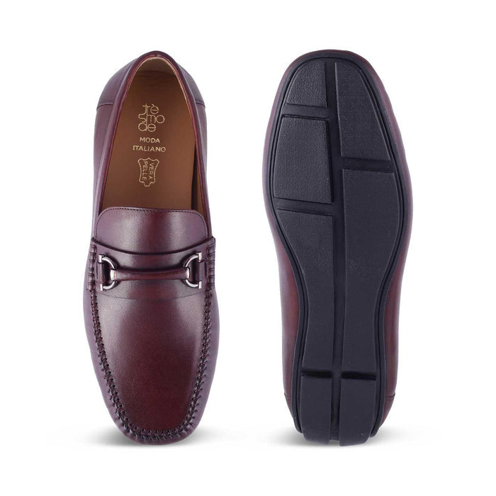 The Salvo Wine Men's Leather Driving Loafers Tresmode - Tresmode
