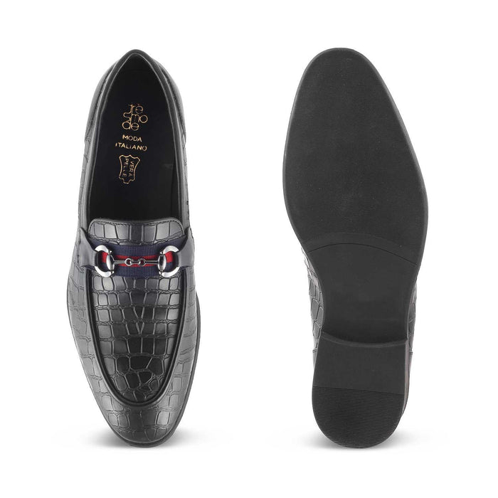 The Sweden Black Men's Leather Loafers Tresmode - Tresmode