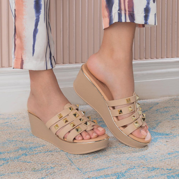 The Tango Beige Women's Dress Wedge Sandals Tresmode - Tresmode