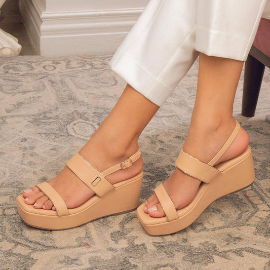 The Tometeor Beige Women's Dress Wedge Sandals Tresmode - Tresmode