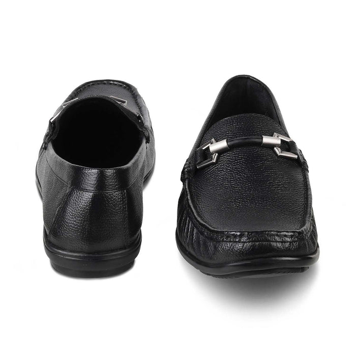 The Uffizi Black Men's Leather Loafers Tresmode - Tresmode