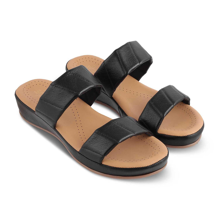 The Vacks Black Women's Casual Wedge Sandals Tresmode - Tresmode