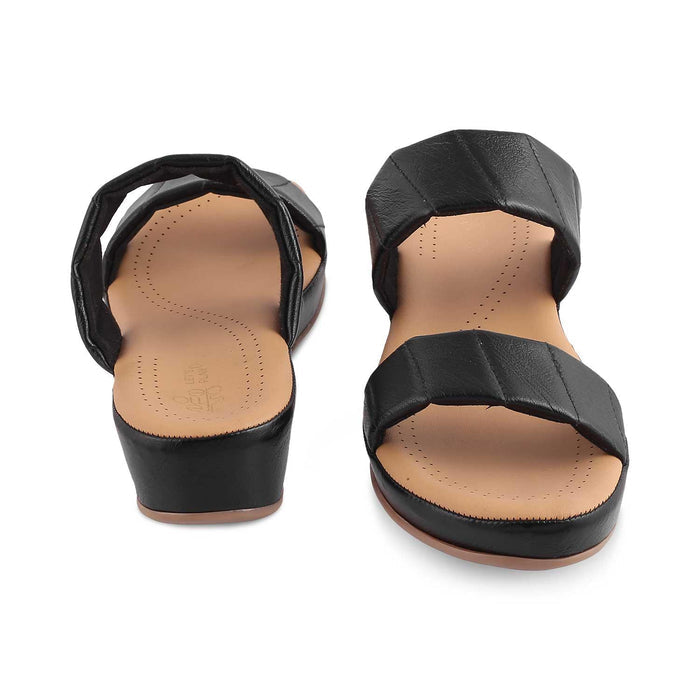 The Vacks Black Women's Casual Wedge Sandals Tresmode - Tresmode