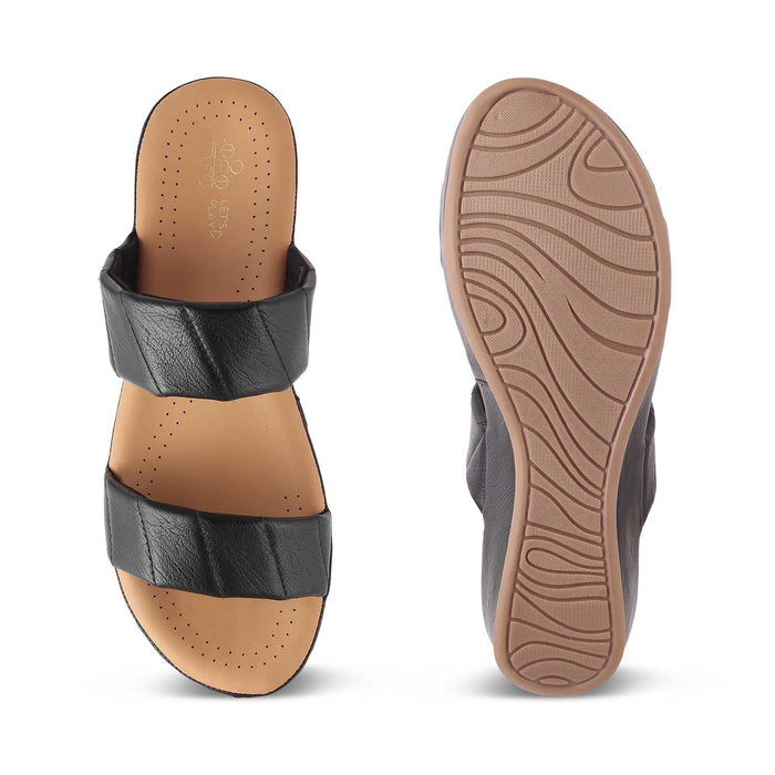 The Vacks Black Women's Casual Wedge Sandals Tresmode - Tresmode
