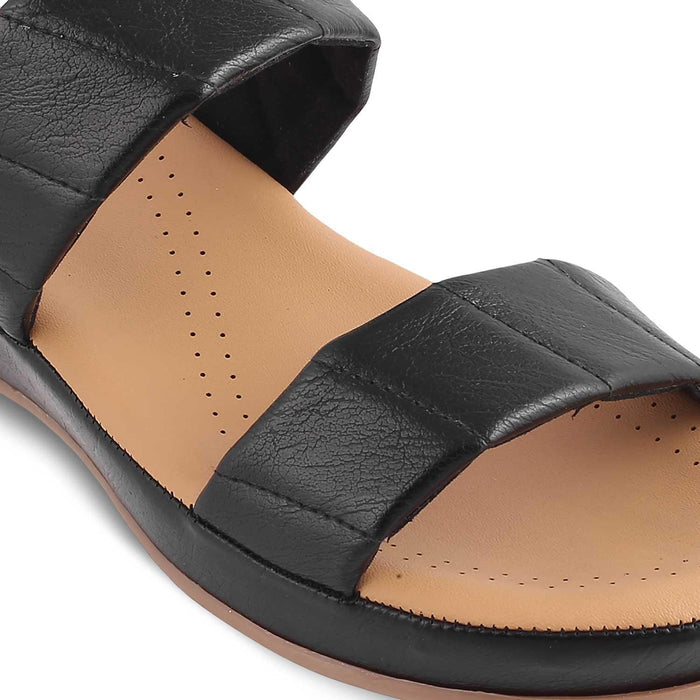 The Vacks Black Women's Casual Wedge Sandals Tresmode - Tresmode