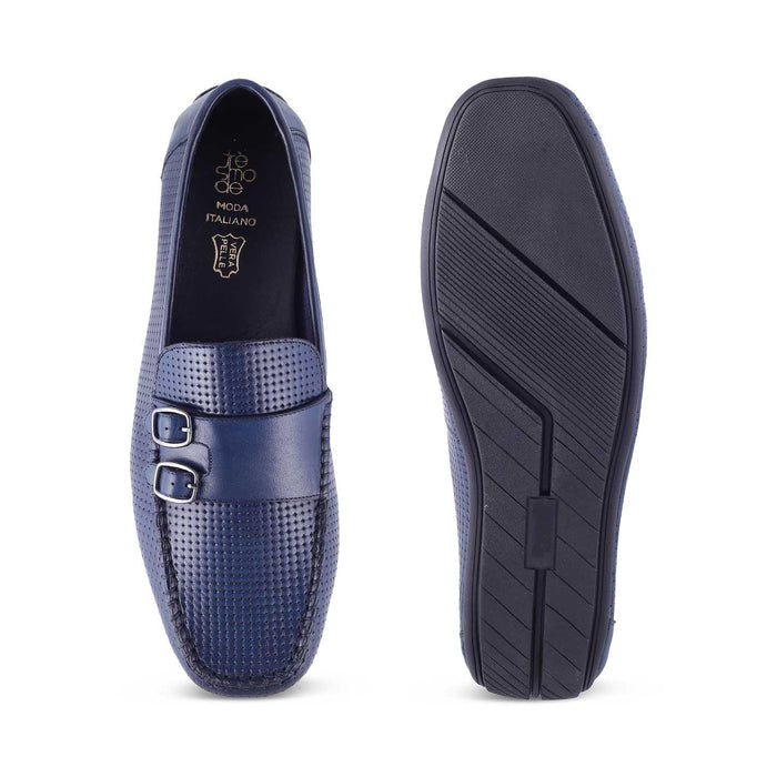 The Yosa Blue Men's Double Monk Shoes Tresmode - Tresmode