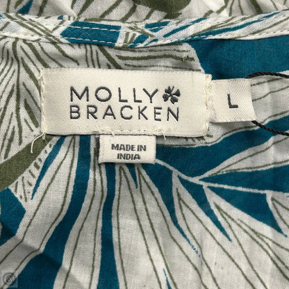Top 3/4 Sleeve By Molly Bracken In Blue & Green, Size: L