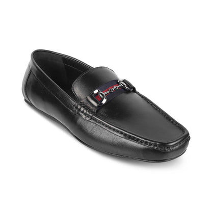 Bilbao Black Men's Leather TPR Sole Loafers Tresmode