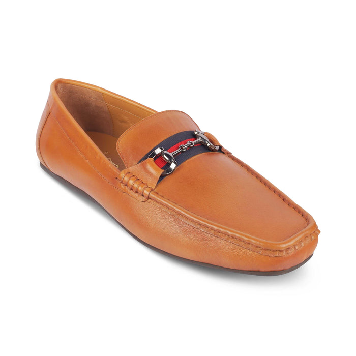 Bilbao Tan Men's Leather TPR Sole Loafers Tresmode
