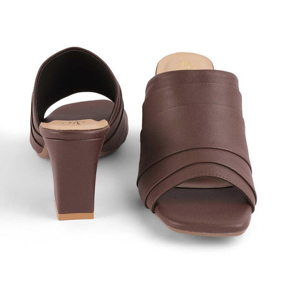 Coco Brown Women's Sturdy Heel Sandals Tresmode