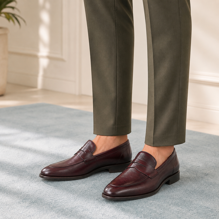 Tresmode Dawson Brown Men's Leather Penny Loafers