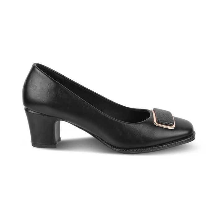 Dorf Black Women's 2-inch Block Heel Pumps Tresmode