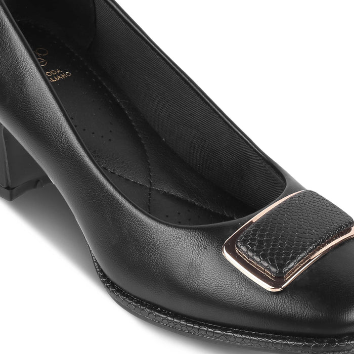 Dorf Black Women's Dress Block Heel Pumps Tresmode