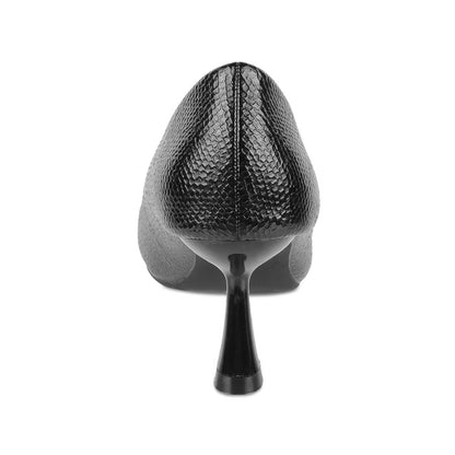 Dussel Black Women's Textured Vegan-Friendly Pumps Tresmode