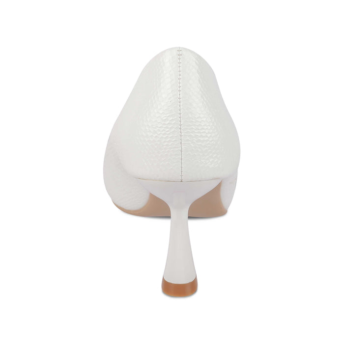 Dussel White Women's Textured Vegan-Friendly Pumps Tresmode