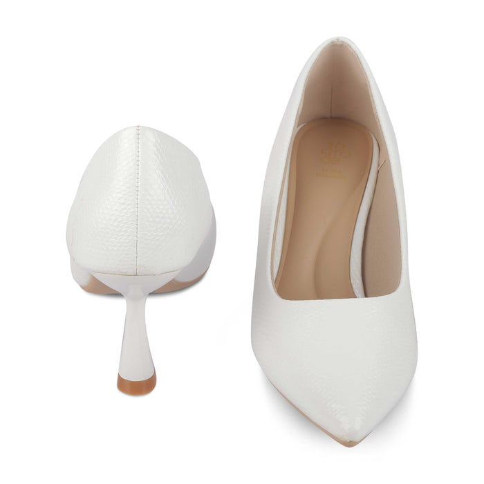 Dussel White Women's Super Comfortable Pumps Tresmode