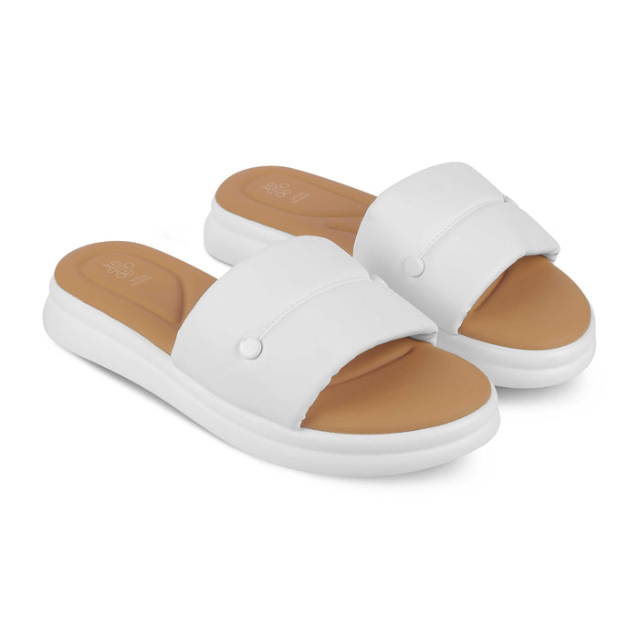Evershine White Women's Comfortable Platform Flats Tresmode