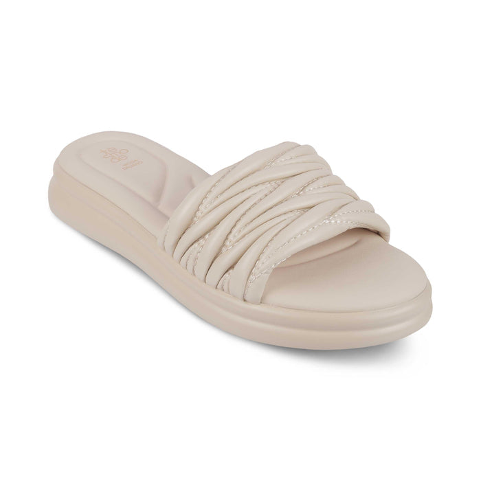 Flatform Beige Women's Round Shape Flats Tresmode