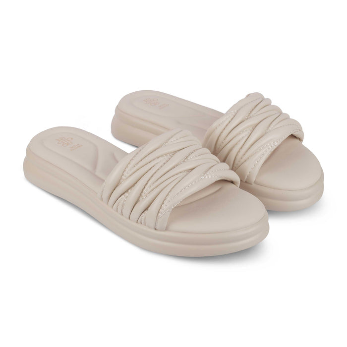 Flatform Beige Women's Comfortable Platform Flats Tresmode
