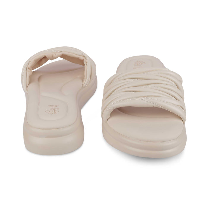 Flatform Beige Women's TPR Sole Flats Tresmode