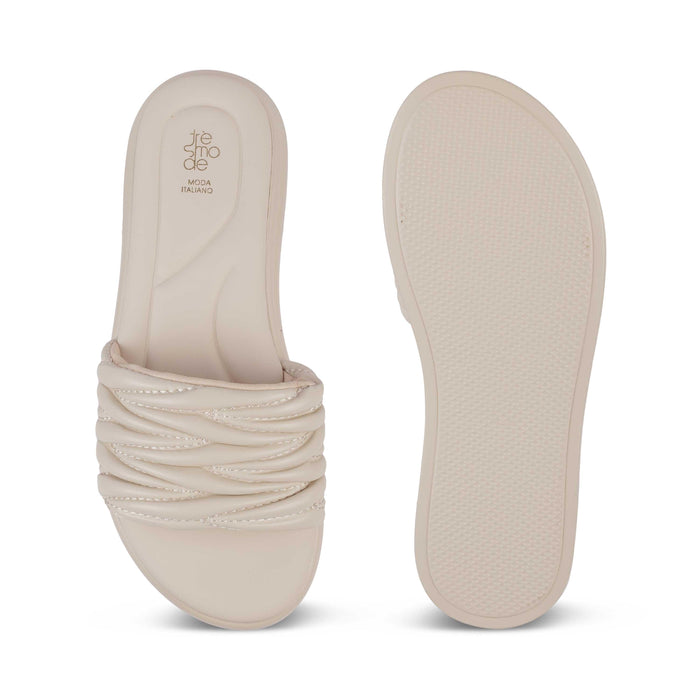 Flatform Beige Women's Casual Platform Flats Tresmode