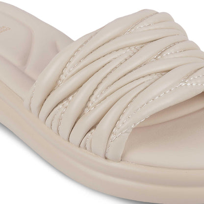 Flatform Beige Women's Casual Platform Flats Tresmode