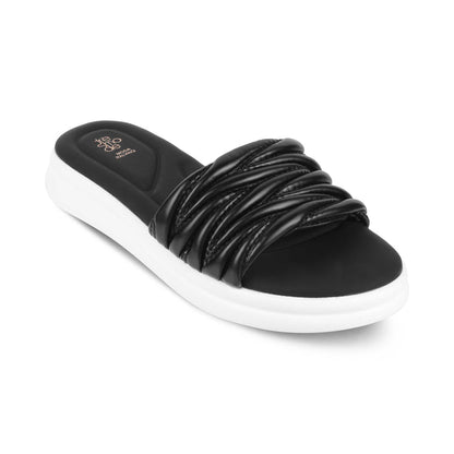 Flatform Black Women's Round Shape Flats Tresmode