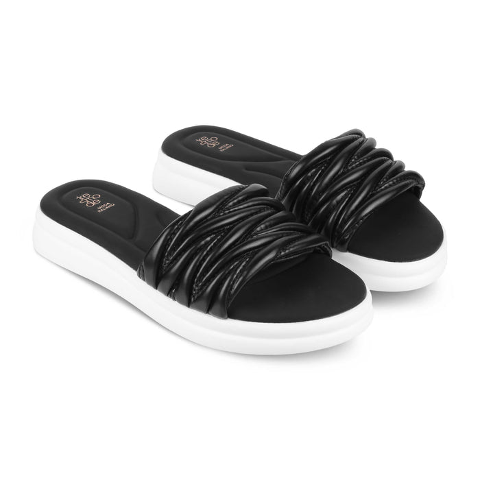 Flatform Black Women's Comfortable Platform Flats Tresmode