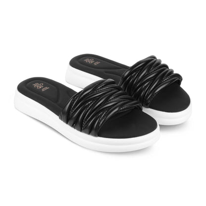 Flatform Black Women's Comfortable Platform Flats Tresmode