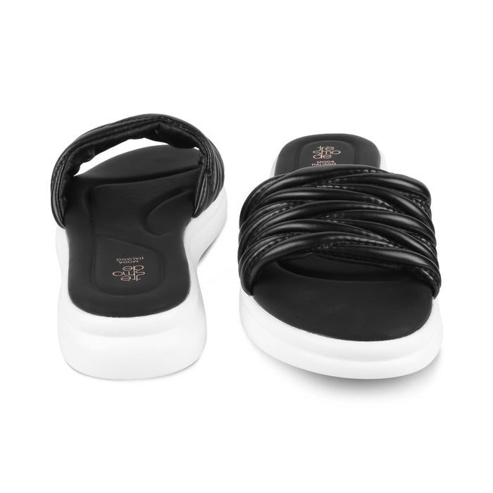 Flatform Black Women's TPR Sole Flats Tresmode