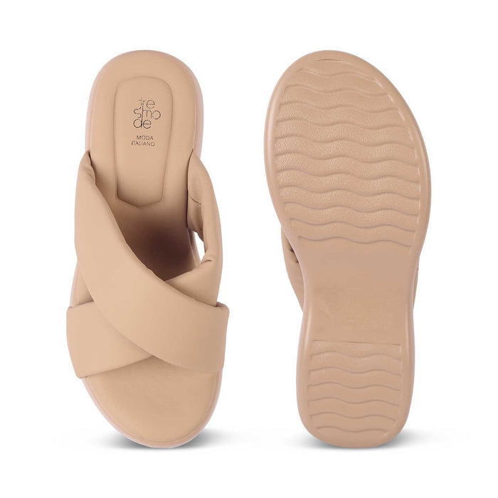 Kishio Camel Casual Wedge Heel Sandals For Women Tresmode