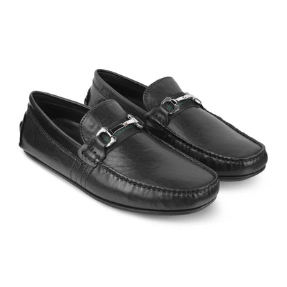 Leavre Black Men's Leather Loafers With A Silver Buckle Tresmode