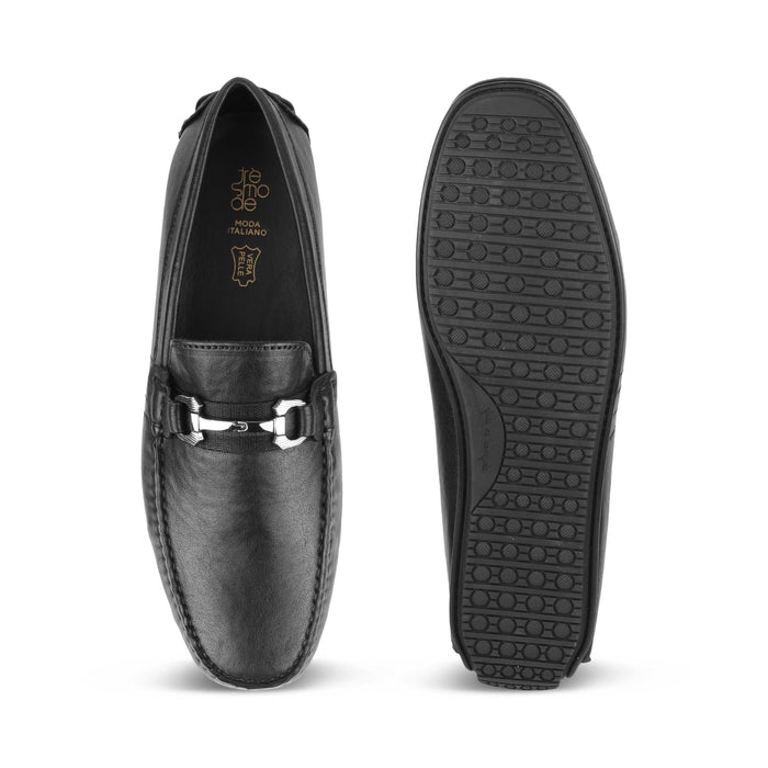 Leavre Black Men's Classic Leather Driving Loafers Tresmode