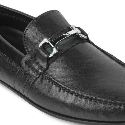 Leavre Black Men's Formal Leather Driving Loafers Tresmode