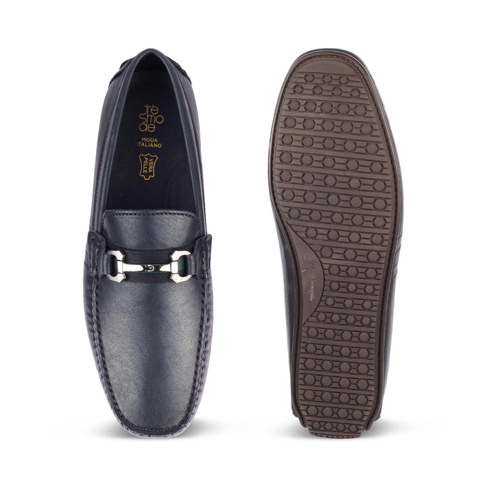 Leavre Blue Men's Classic Leather Driving Loafers Tresmode
