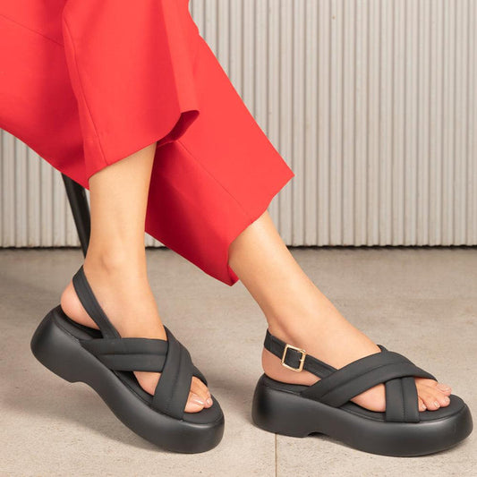 Lonir Black Women's Wedge Sandals Tresmode