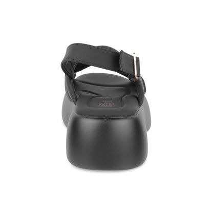 Lonir Black Women's Vegan-Friendly Wedge Sandals Tresmode