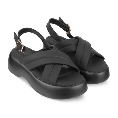 Lonir Black Women's Super Comfortable Wedge Sandals Tresmode