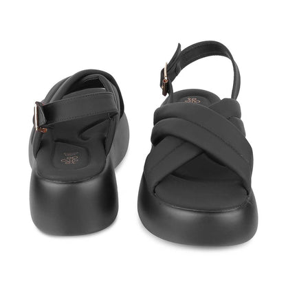 Lonir Black Women's Versatile Wedge Heel Sandals Tresmode