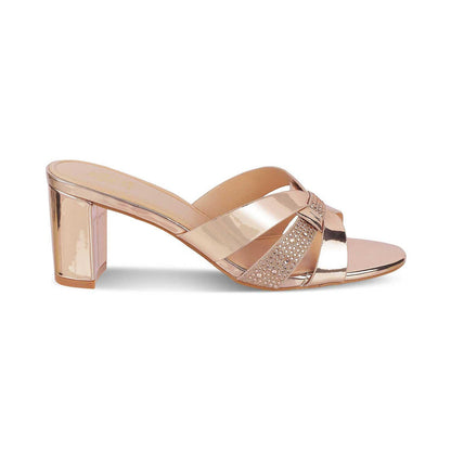 Luxe Champagne Women's Block Heel Sandals Tresmode