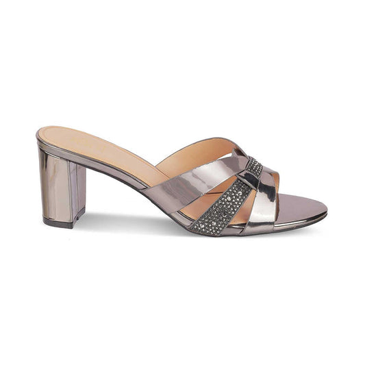 Luxe Pewter Women's Block Heel Sandals Tresmode